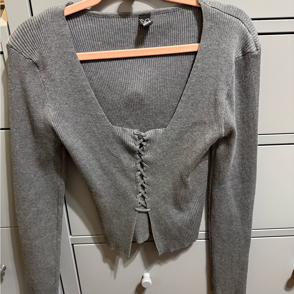 Windsor Gray Ribbed Knit Sweater